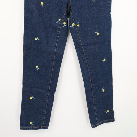 BDG Urban Outfitters Jeans Mom High Rise Floral Embroidered Dark Wash Yellow 25 - Picture 3 of 10